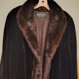 Vintage Morris Kaye Mink Fur Coat Brown Sheared Mink Shawl Collar Womens Luxury